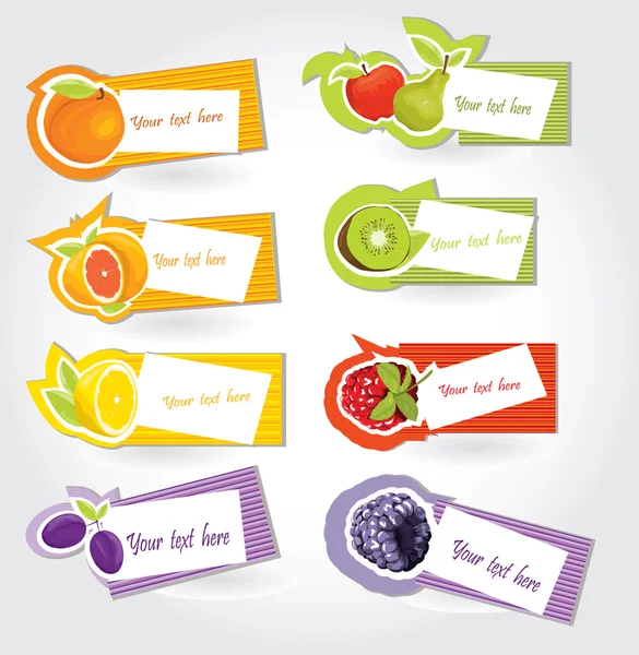 Vector fruit sticker set — Stock Vector