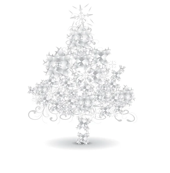 Flocos de neve de papel Árvore de Natal — Vetor de Stock