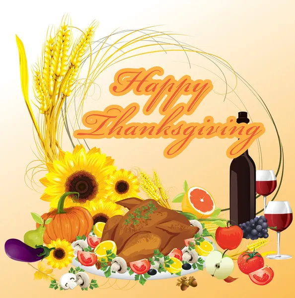 Thanksgiving dinner illustration background — Stock Vector