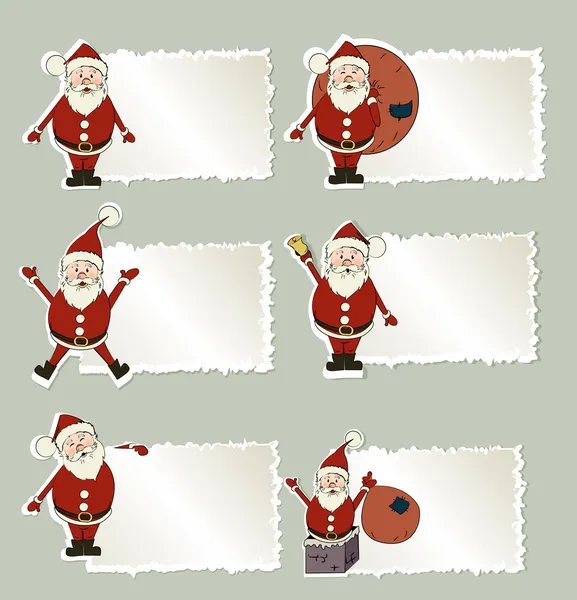 Ensemble d'étiquette de Noël Père Noël — Image vectorielle