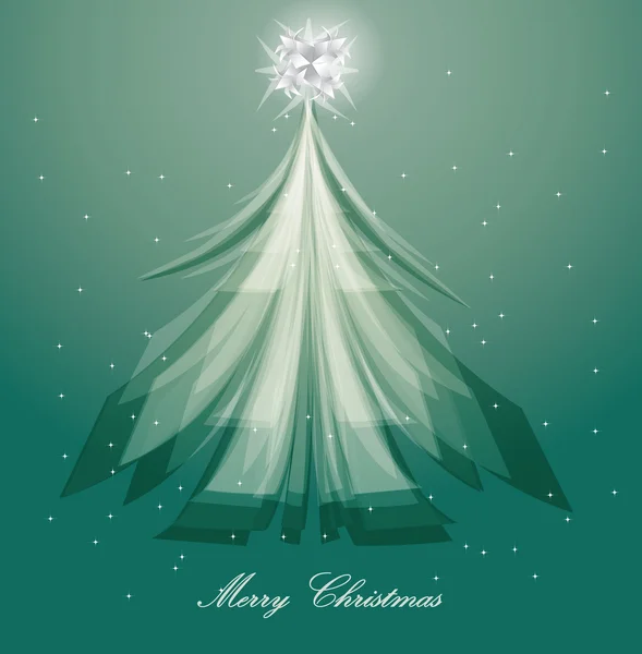 青色の背景に芸術的なクリスマス ツリーのデザイン — ストックベクタ