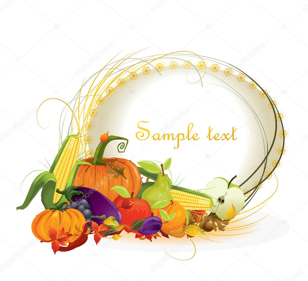 autumn vector background vegetable and fruits