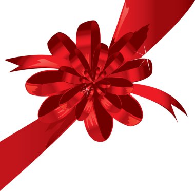 Big red holiday bow on white background clipart