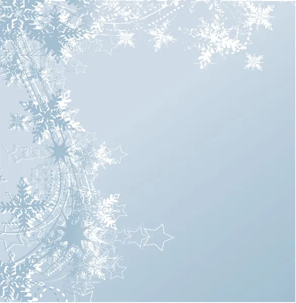 Μπλε Χειμώνας φόντο & νιφάδες χιονιού — Διανυσματικό Αρχείο