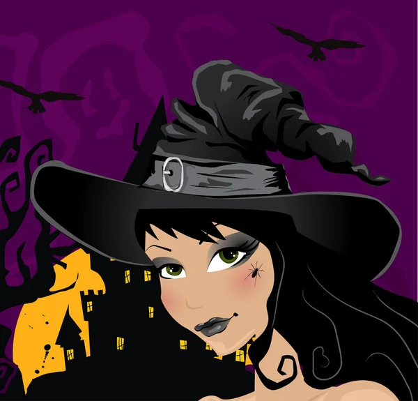 Portrait de sorcière sexy — Image vectorielle