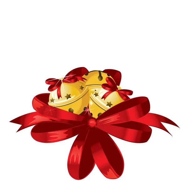 Vectorillustratie van glanzende gouden kerst bells ingericht wi — Stockvector