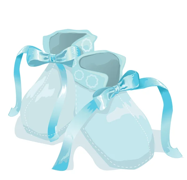 Azul sapatos de bebê no fundo branco — Vetor de Stock