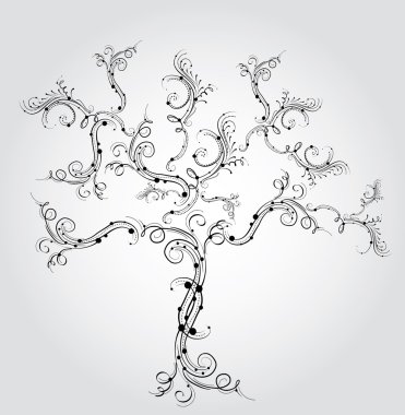 Decorative tree, vector illustration clipart