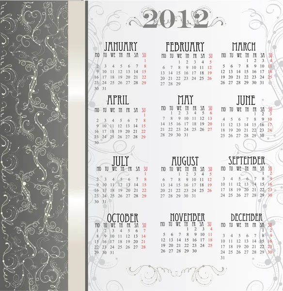 Mal for kalender2012 med blomster – stockvektor