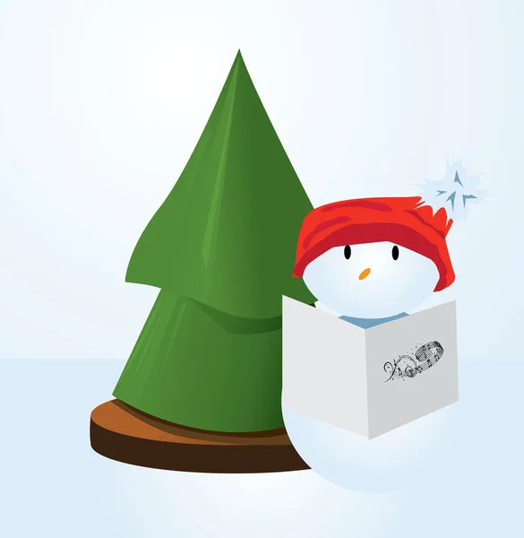 Linda ilustración de un muñeco de nieve — Vector de stock