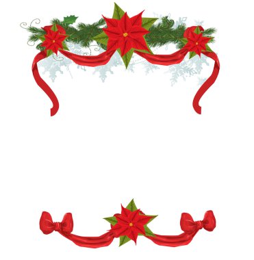 Christmas frame with pointsettia clipart