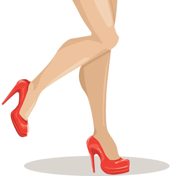 Сексуальные женские ноги в красных туфлях — стоковый вектор
