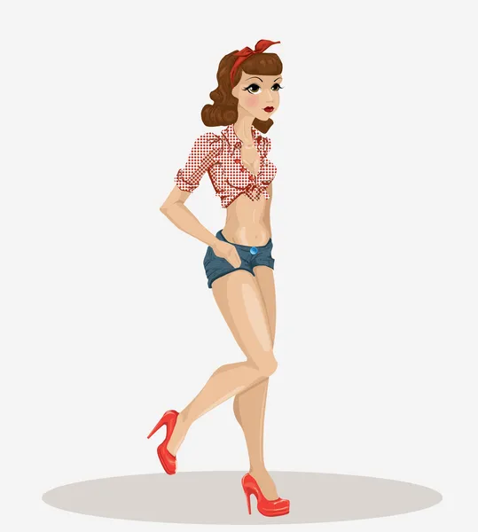Um desenho animado sexy pin up menina — Vetor de Stock