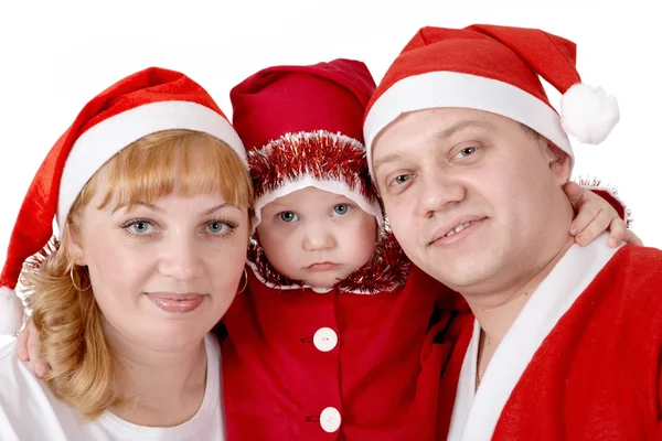 Familie in kerstkostuums Stockfoto