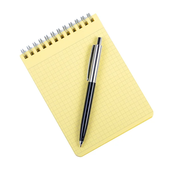 stock image Ball metal pen on opened note pad