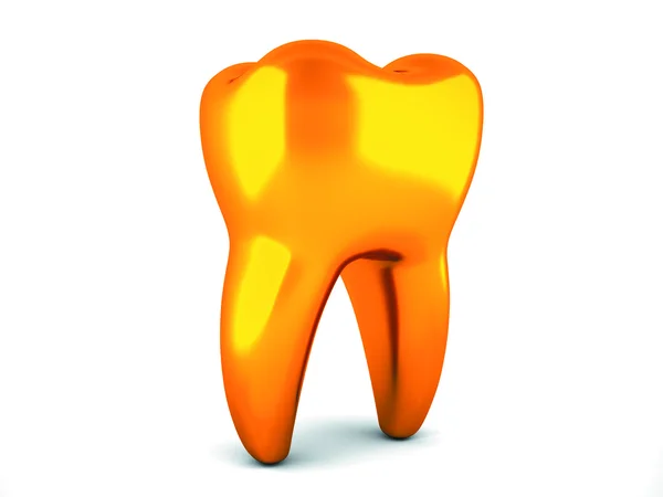 stock image Gold tooth on the white background