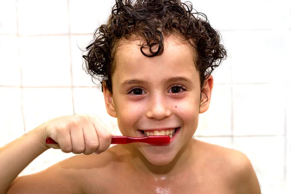 Boy with toothbrush — Stock Photo, Image