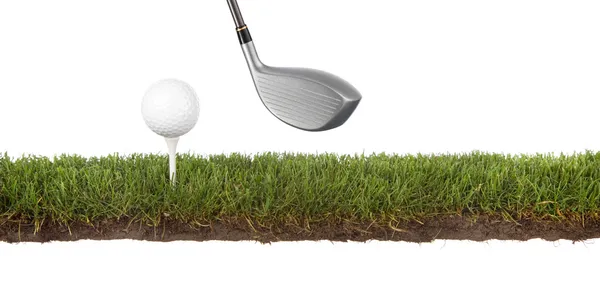 Příčný řez zelená s golfball — Stock fotografie