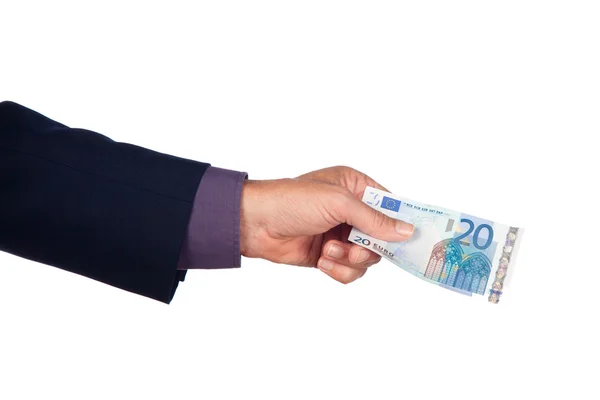 Hand with twenty euro banknote — Stock Photo, Image