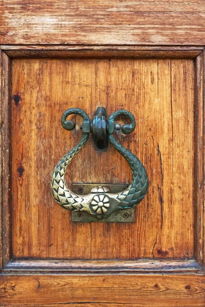 Punho de uma porta de madeira — Fotografia de Stock