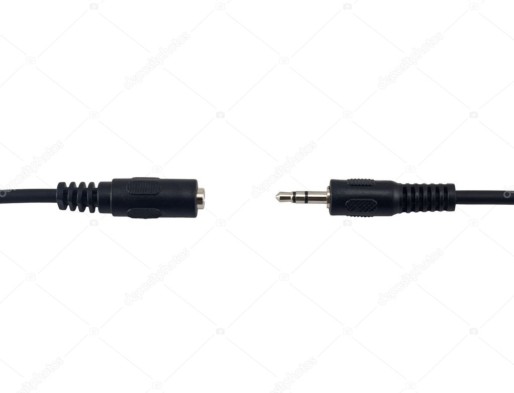 3.5 mm 3-pin connector with socket isolated on white