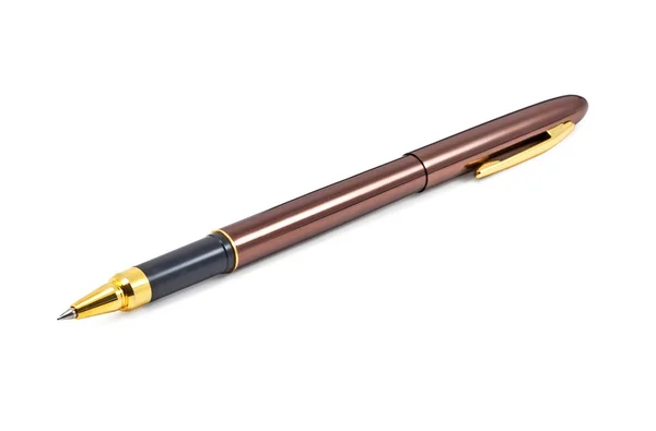 白い背景の上に茶色のペン — ストック写真