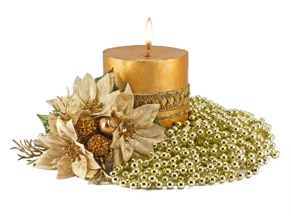 Candles with Christmas decorations — Stock Photo, Image