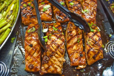 Grilled salmon clipart