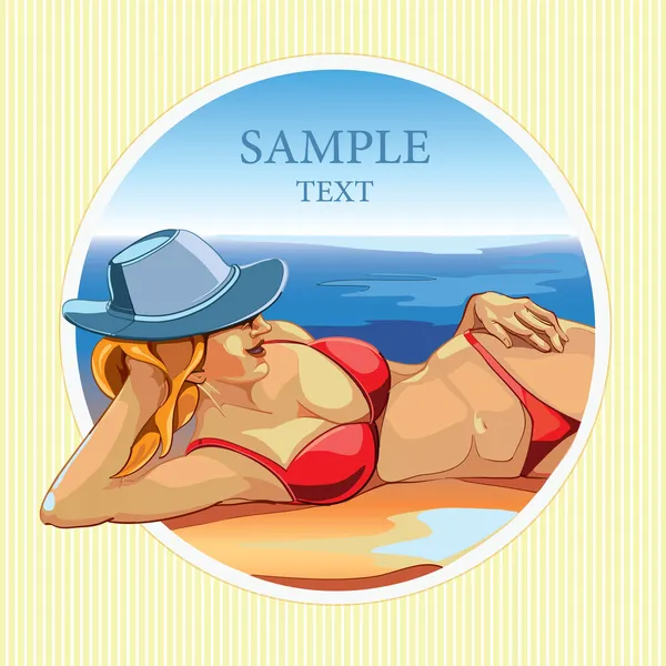 Mujer sexy en la playa — Vector de stock