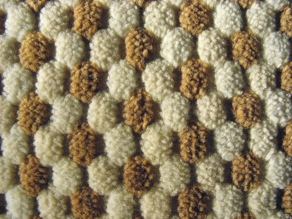 Textura de tela de felpa en relieve marrón y blanco — Foto de Stock