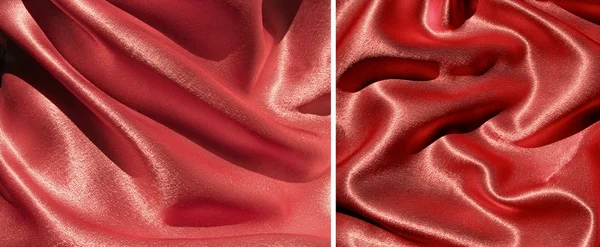 Set of 2 draped red satin backgrounds — Stock Photo, Image