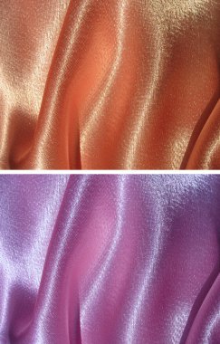 Set of 2 draped satin backgrounds - peachy and lilac clipart