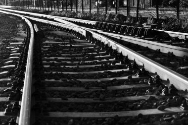 Black and white photo of old rail clipart