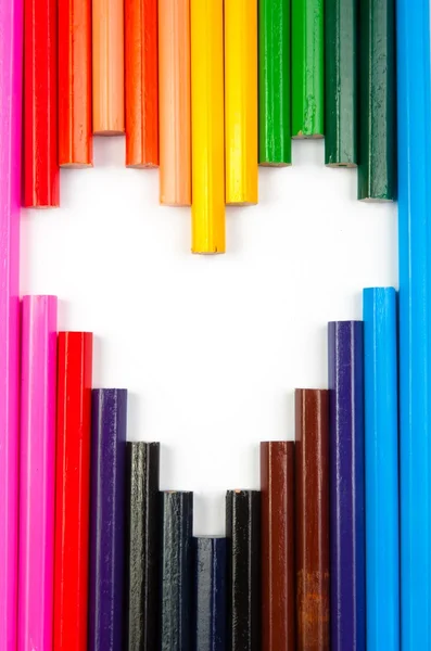 Concept of love shaped with pencils — Stock Photo, Image