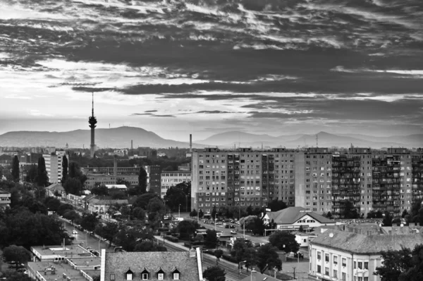 Schwarz-Weiß-Foto einer Stadt — Stockfoto