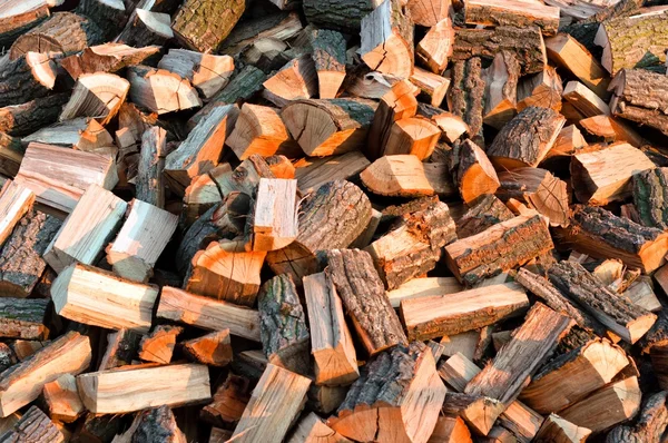 Texture of piled up firewood for the winter — Stock Photo, Image