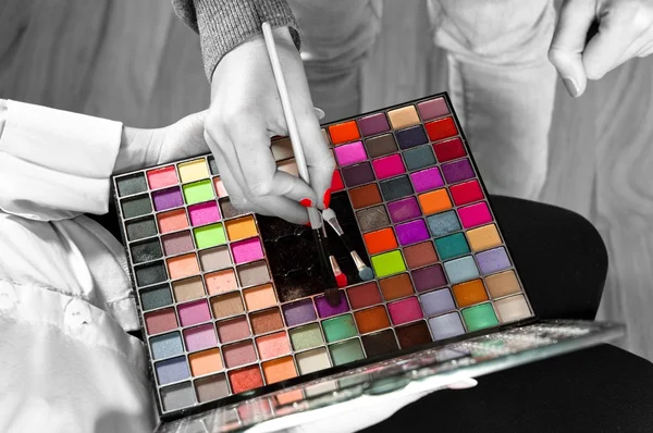 Make-up en schoonheidsmiddelen in selectieve kleuren — Stockfoto
