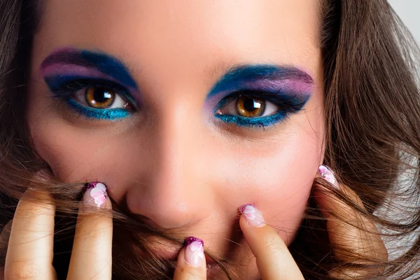 Kolorowy makijaż model młody — Zdjęcie stockowe