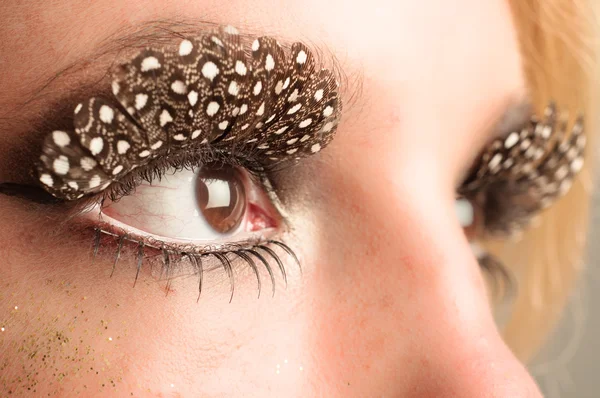 Oko dívky s extrémní make-up — Stock fotografie