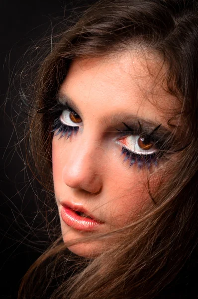 Extreme make-up op een fotomodel — Stockfoto