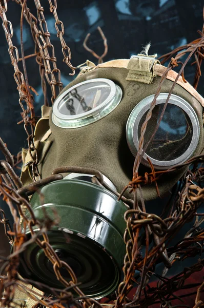 Apocalyptic gasmask in the bond of eternal darkness — Stock Photo, Image