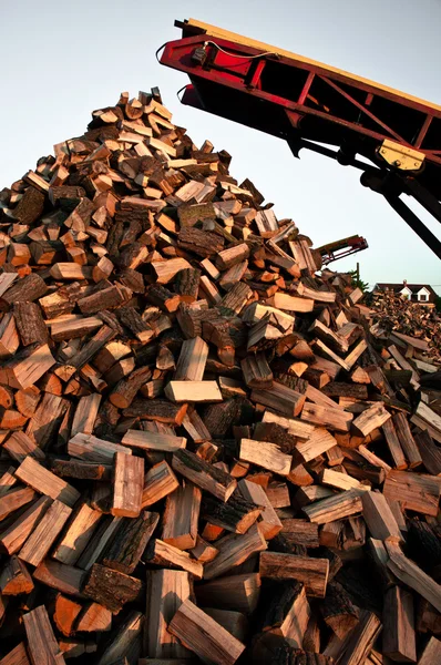 Hoek schot van een stapel brandhout — Stockfoto