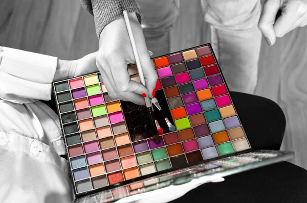 Make-up en schoonheidsmiddelen in selectieve kleuren — Stockfoto