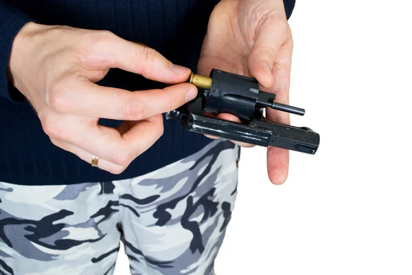 stock image Hand gun charge on a white background