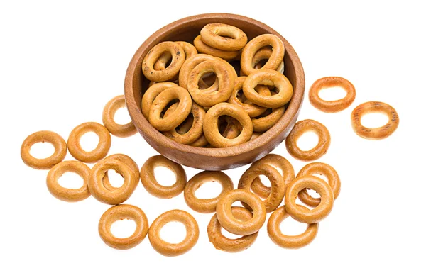 stock image Bagels on a wooden plate