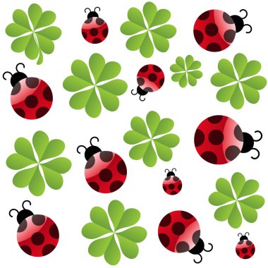  clover leaf with ladybird seamless pattern