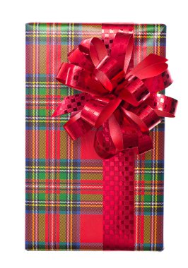 Single Christmas gift box with bow clipart