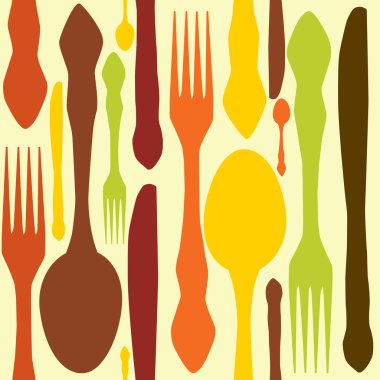 Seamless pattern with forks, spoons end knifes illustrat clipart