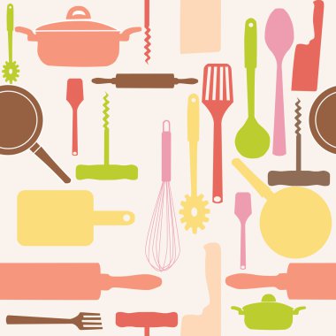  seamless pattern of kitchen tools. clipart