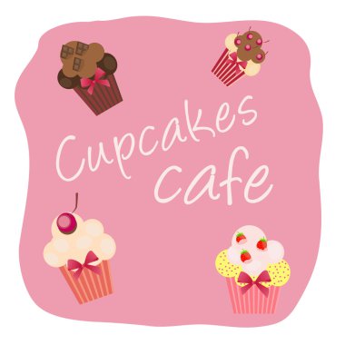 The concept of cupcakes cafe menu illustration